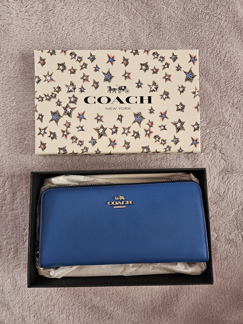 Coach Blue Zip Around Wallet